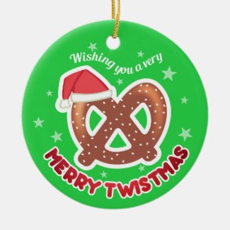 Custom color pretzel foodie Christmas ornament