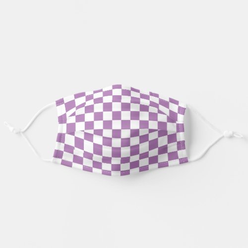 Custom Color Purple and White Checkerboard Pattern Adult Cloth Face Mask