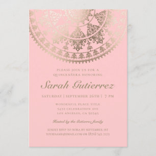 Custom Color Quinceañera Invitations Gold Foil