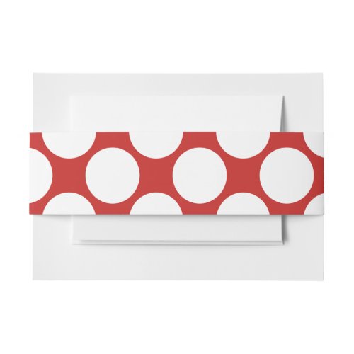 Custom Color Red _ Large Polka Dot White Invitation Belly Band