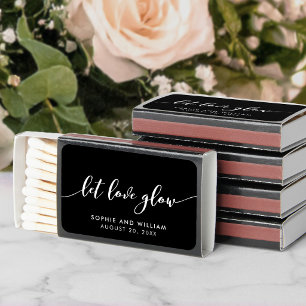 Custom Color Relax Script Let Love Glow Wedding Matchboxes