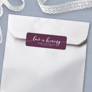 Custom Color Relax Script Love is Brewing Wedding Label