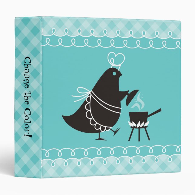 Custom color retro cooking bird recipe binder (Front/Spine)