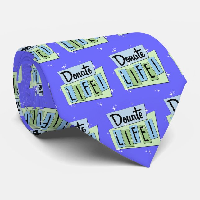 Custom color Retro Donate Life Neck Tie (Rolled)