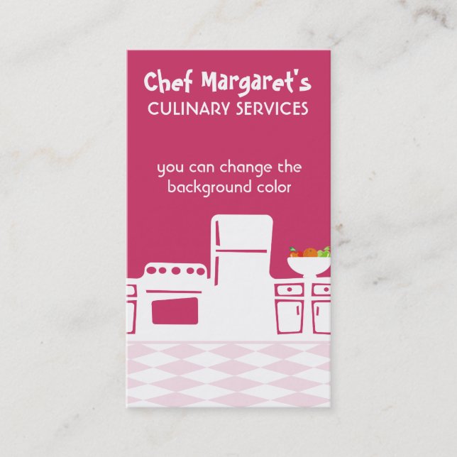 Custom color retro kitchen cooking baking biz card (Front)