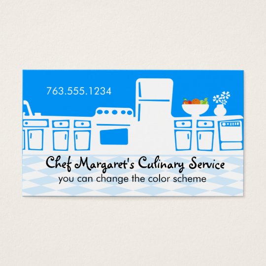 Custom color retro kitchen cooking baking biz card