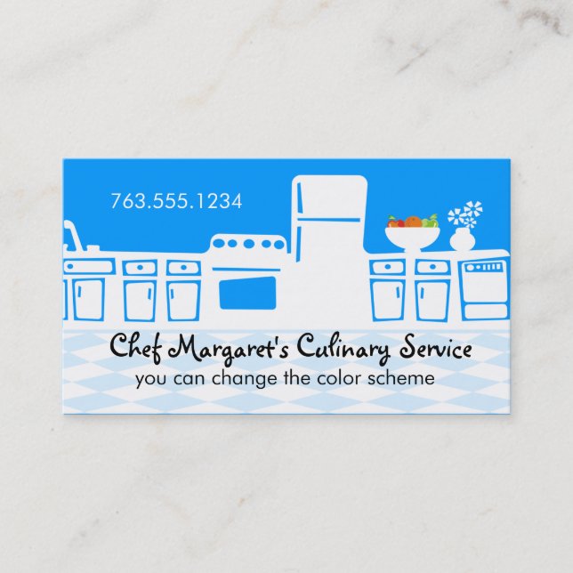 Custom color retro kitchen cooking baking biz card (Front)
