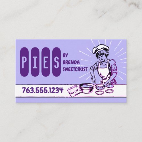 Custom color retro pies cake bakery pastry chef business card