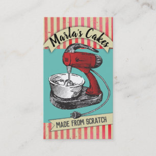 Custom color retro stand mixer bakery baking busin business card
