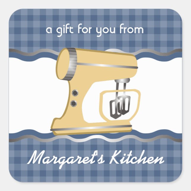 Custom color retro stand mixer baking gift label (Front)