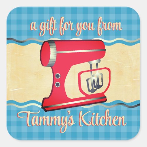 Custom color retro stand mixer baking gift label