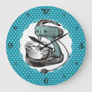 Custom color retro stand mixer girly kitchen clock