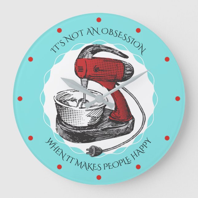 Custom color retro stand mixer kitchen clock (Front)