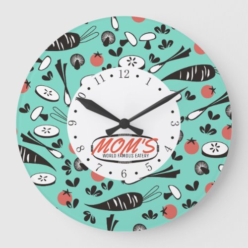 custom color retro vegetable cooking kitchen clock