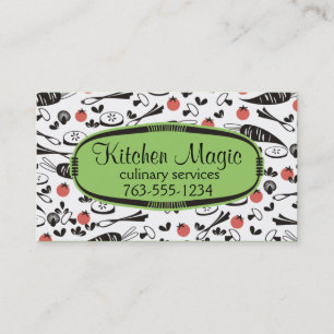 Custom color retro vegetables cooking chef card