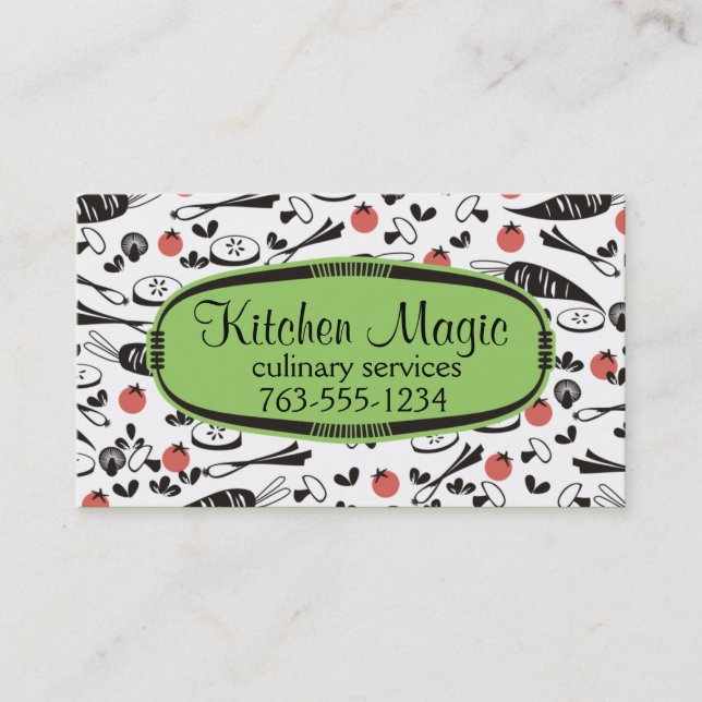 Custom color retro vegetables cooking chef card (Front)