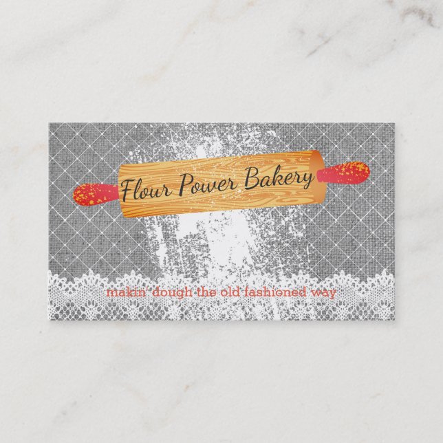 Custom color rolling pin bakery business card (Front)