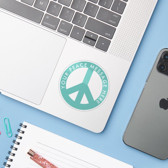 Custom color round peace symbol vinyl stickers (Laptop w/ iPhone)