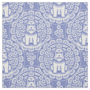 Custom Color Schnauzers or Other Terriers Floral Fabric