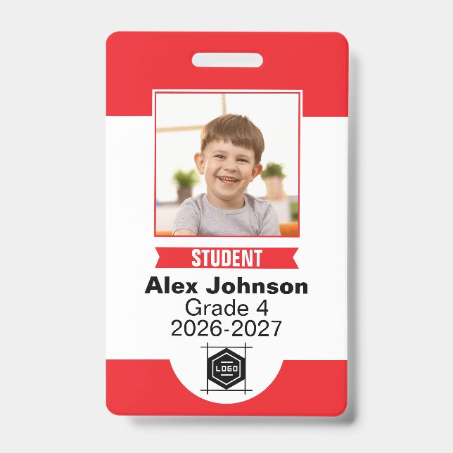 Custom Color School Student Photo Identification Badge (Front)