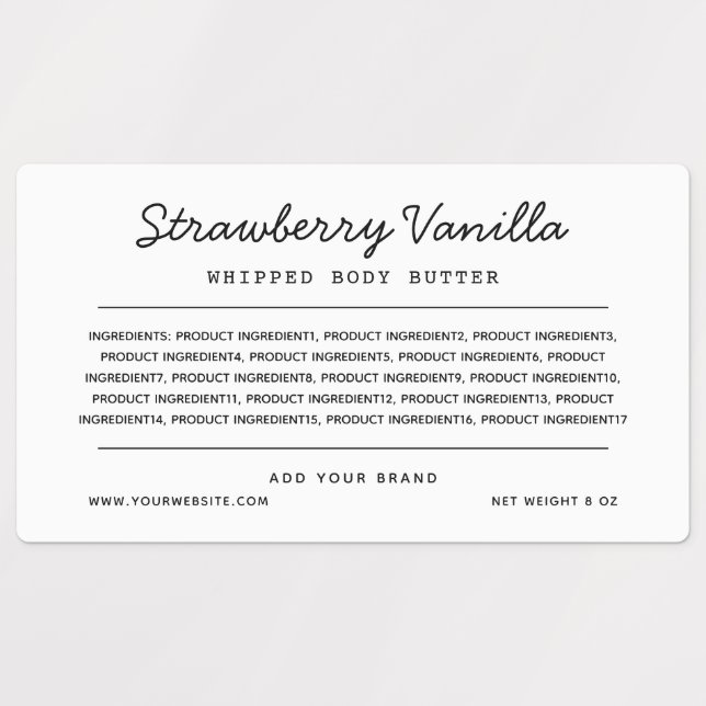 Custom Color Script Lines Ingredients List Labels (Design 1)