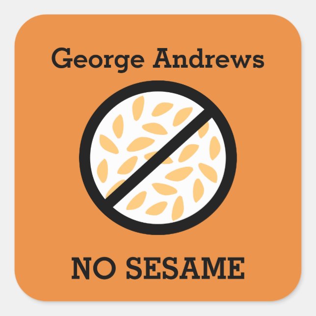 Custom Color Sesame Allergy Personalized Kids Square Sticker (Front)