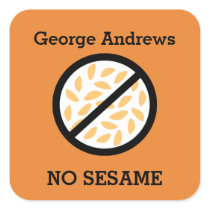 Custom Color Sesame Allergy Personalized Kids Square Sticker