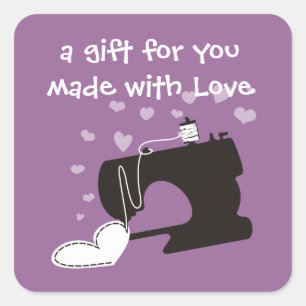 Custom color sewing machine stitching heart label