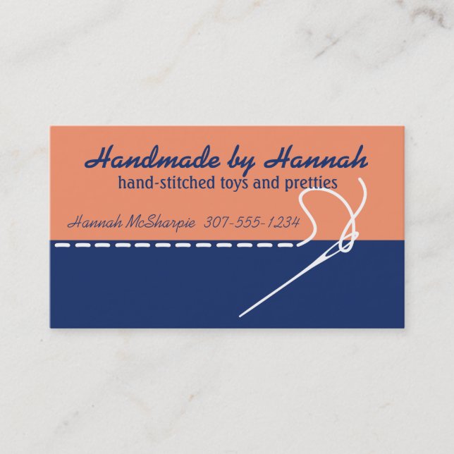 Custom color sewing needle stitching embroidery business card (Front)