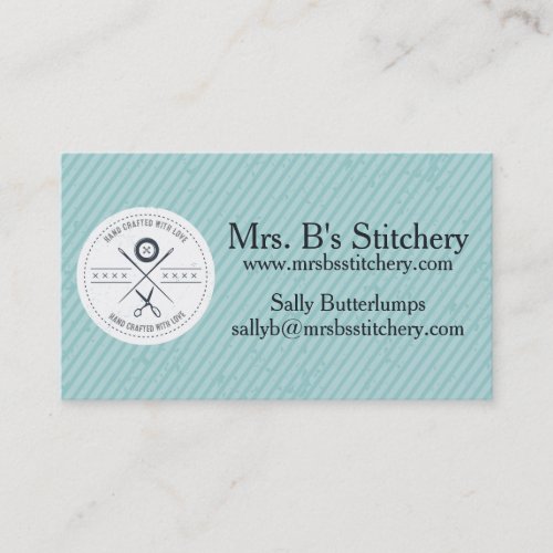 Custom color sewing seamstress alterations badge business card