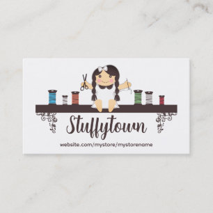Custom color sewing seamstress doll biz cards