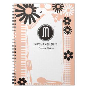 Custom color shabby girly chef bakery utensils notebook
