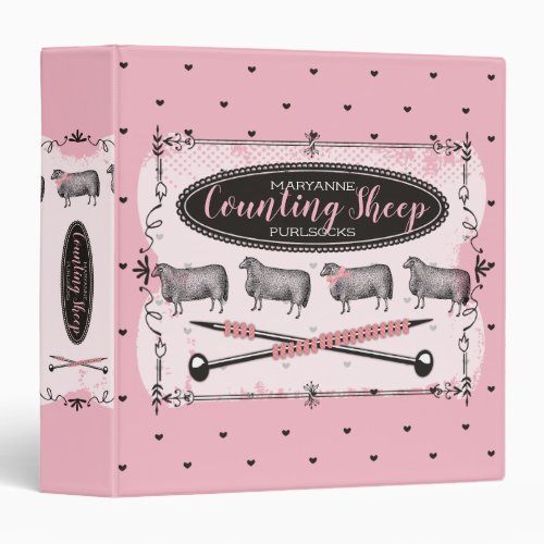 Custom color sheep knitting crochet pattern binder