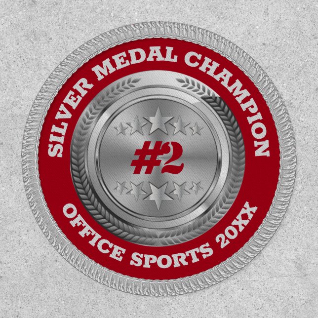 Custom color silver medal winner #2 personalized patch (Front)