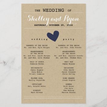 Custom Color Simple Heart Wedding Program by goskell at Zazzle
