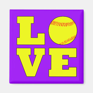Custom Color Softball Love Fridge Magnet