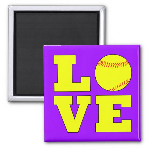 Custom Color Softball Love Fridge Magnet