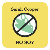Custom Color Soy Allergy Personalized Kids Square Sticker