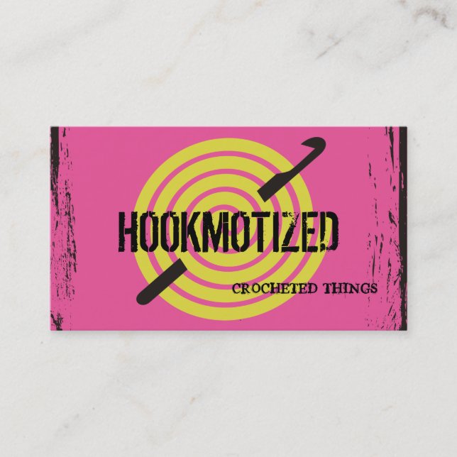 Custom color spiral yarn crochet hook card (Front)