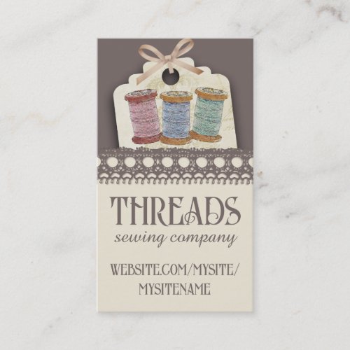 Custom color spools of thread sewing seamstress business card