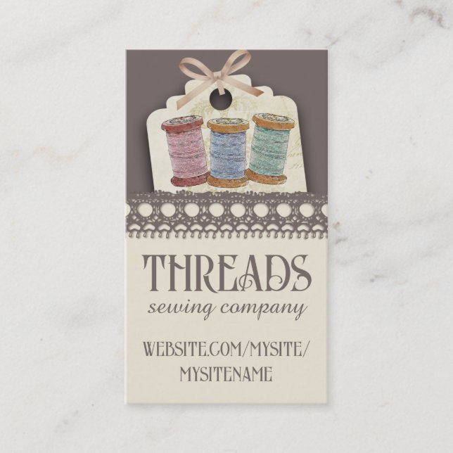 Custom color spools of thread sewing seamstress business card (Front)