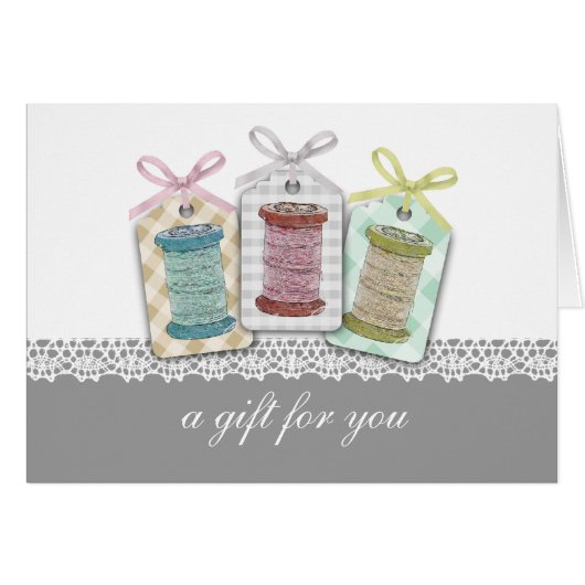 Custom color spools of thread sewing seamstress cards (Front Horizontal)