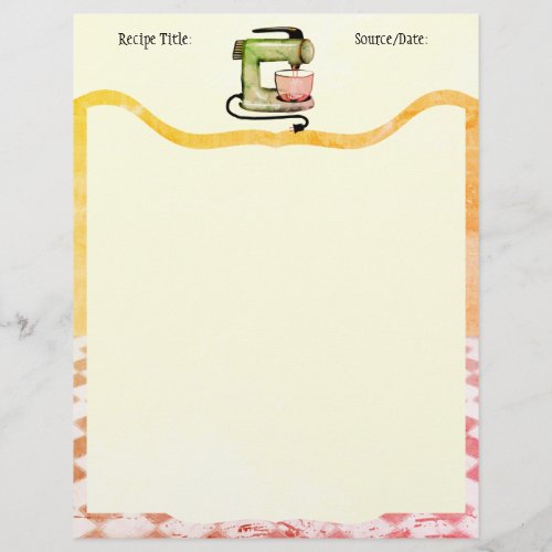 Custom color stand mixer baking recipe letterhead