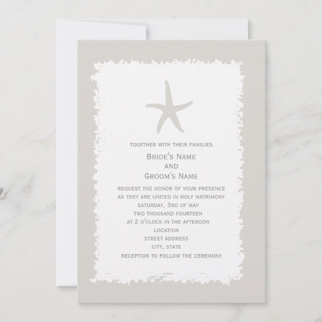 Custom Color Starfish Wedding Invitation (Front)