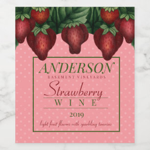 Custom color strawberry strawberries homemade wine wine label
