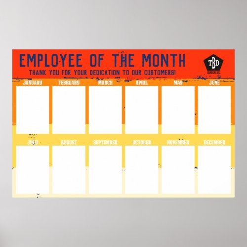 Custom color stripes employee of the month photo poster
