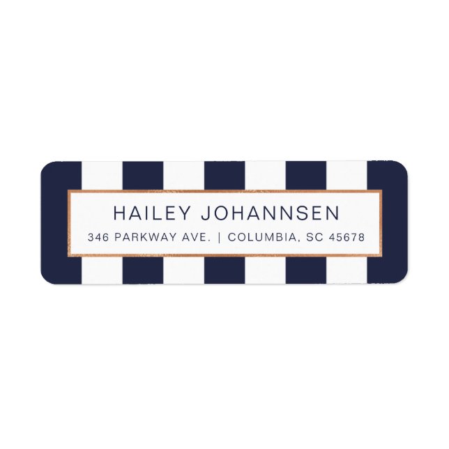 Custom Color Stripes Faux Foil Address Labels (Front)