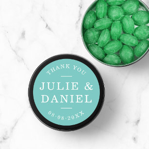 Custom Color Stylish Modern Wedding Thank You Classic Round Sticker