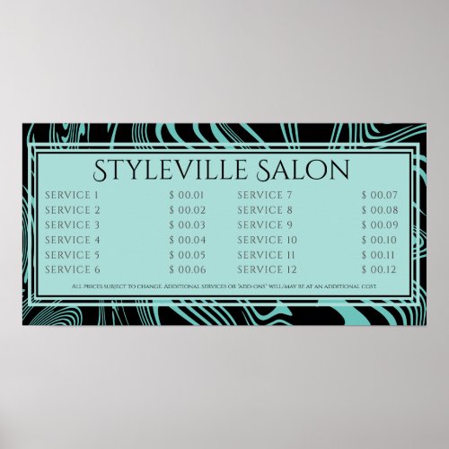 Custom color stylist salon service price display poster
