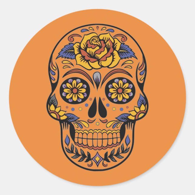 Custom Color Sugar Skull Day of the Dead Sticker (Front)